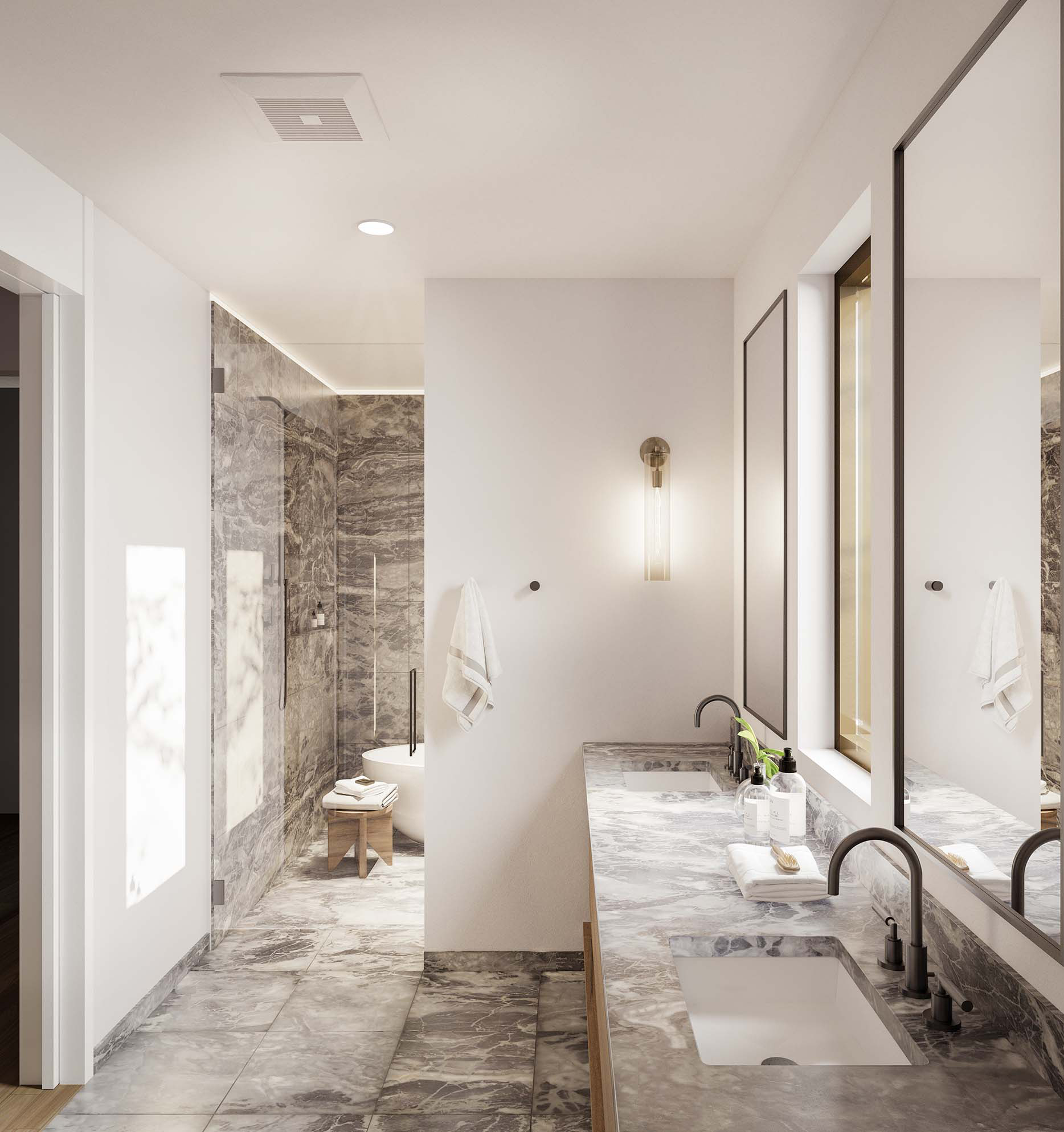 Luxury marble baths on luxury townhomes in Yerba Buena Island San Francisco for sale