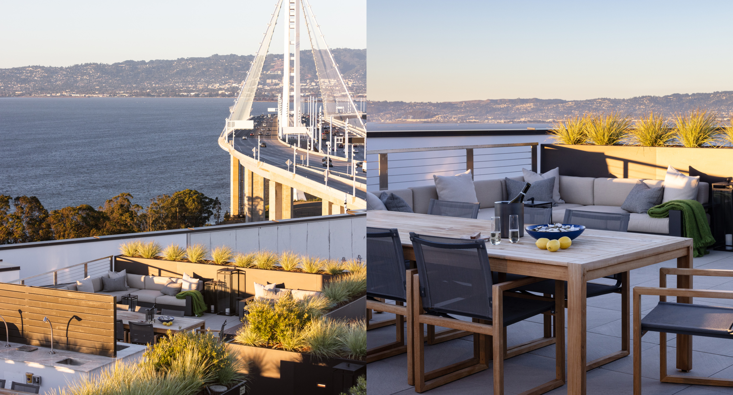 Stunning outdoor terrace at Yerba Buena Island San Francisco luxury residences and condominiums for sale
