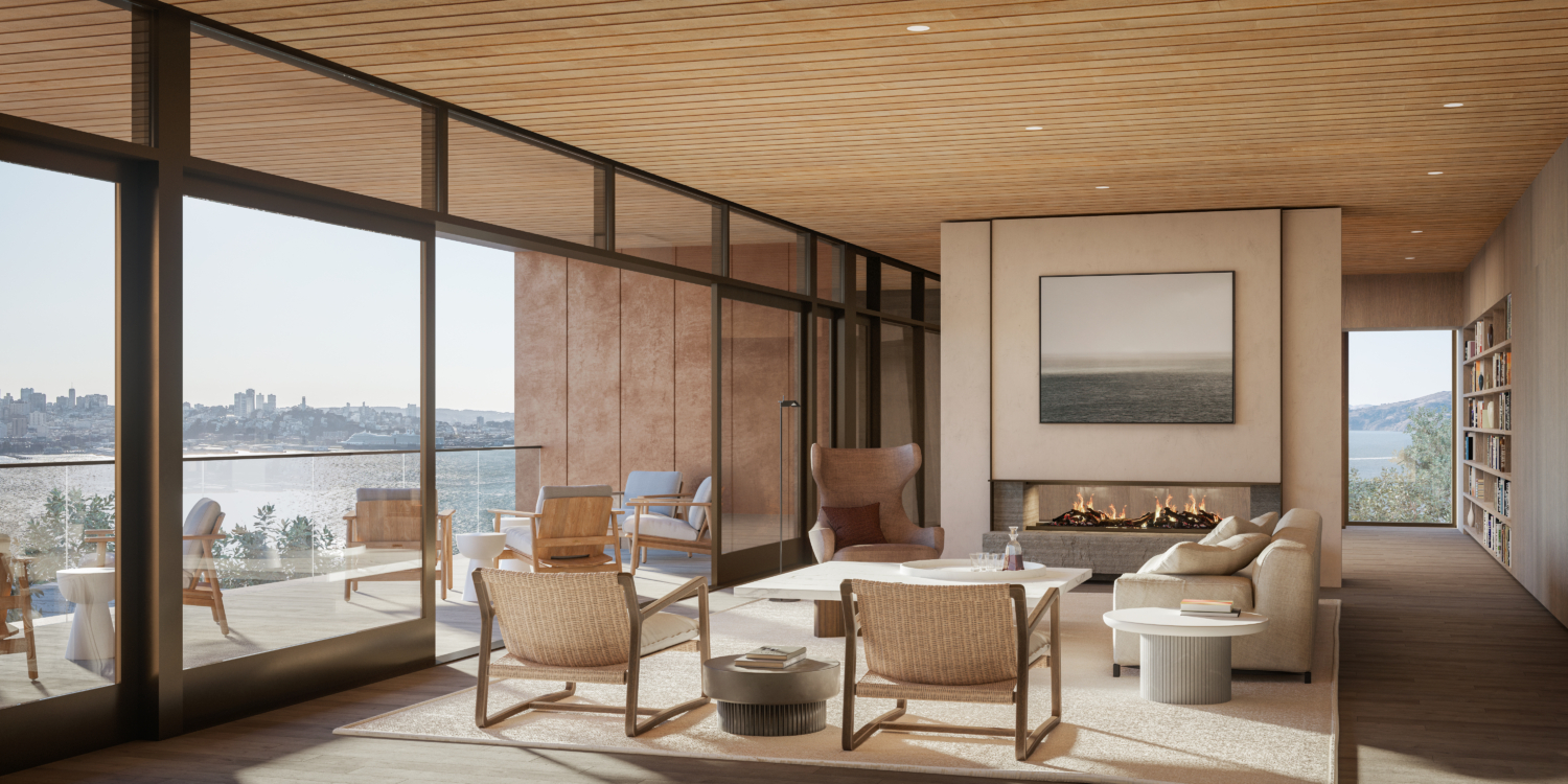 White Spacious Lounge Yerba Buena Island Luxury Condominiums residences for sale
