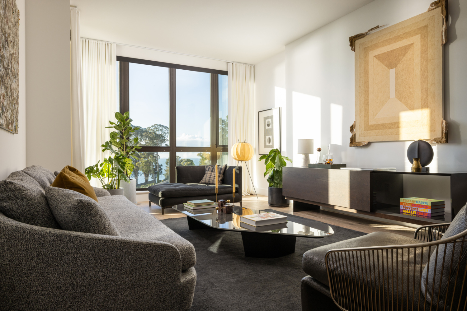 Modern living room interior in Luxury Condominium Residences Yerba Buena Island San Francisco For Sale