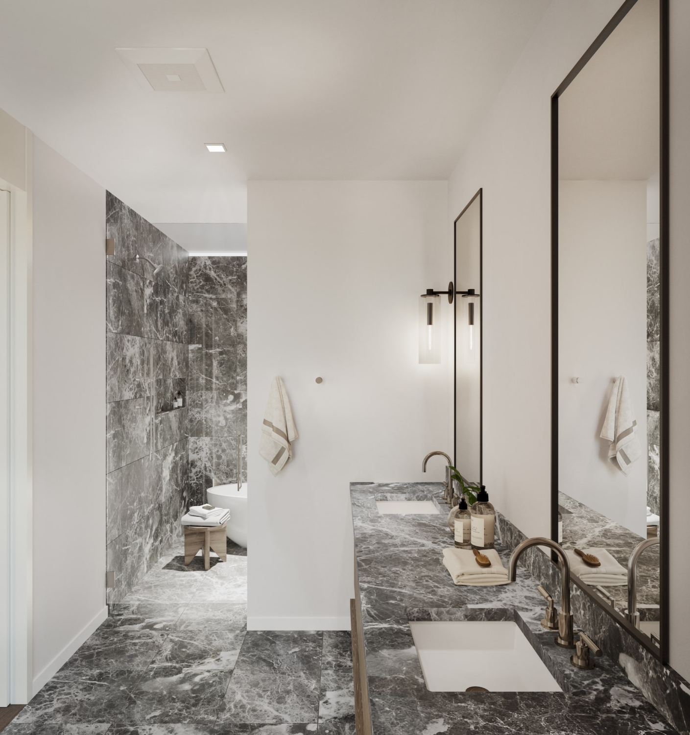 Modern sophisticated bathroom in luxury townhome Yerba Buena Island San Francisco for sale