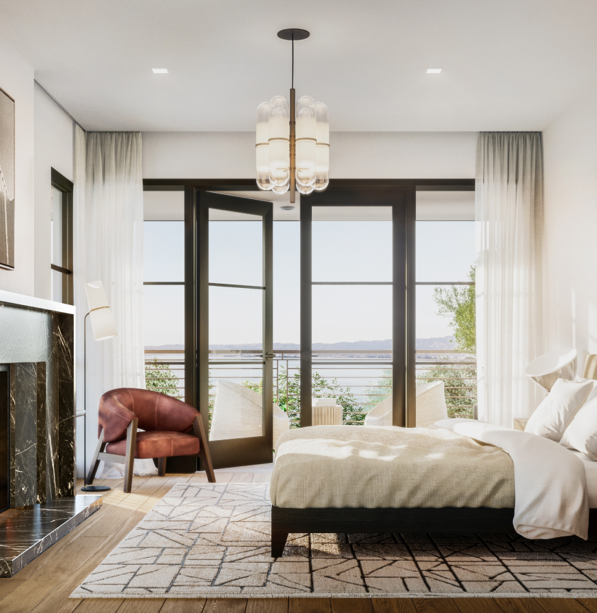 Sophisticated Bedroom on Yerba Buena Island San Francisco luxury townhomes for sale